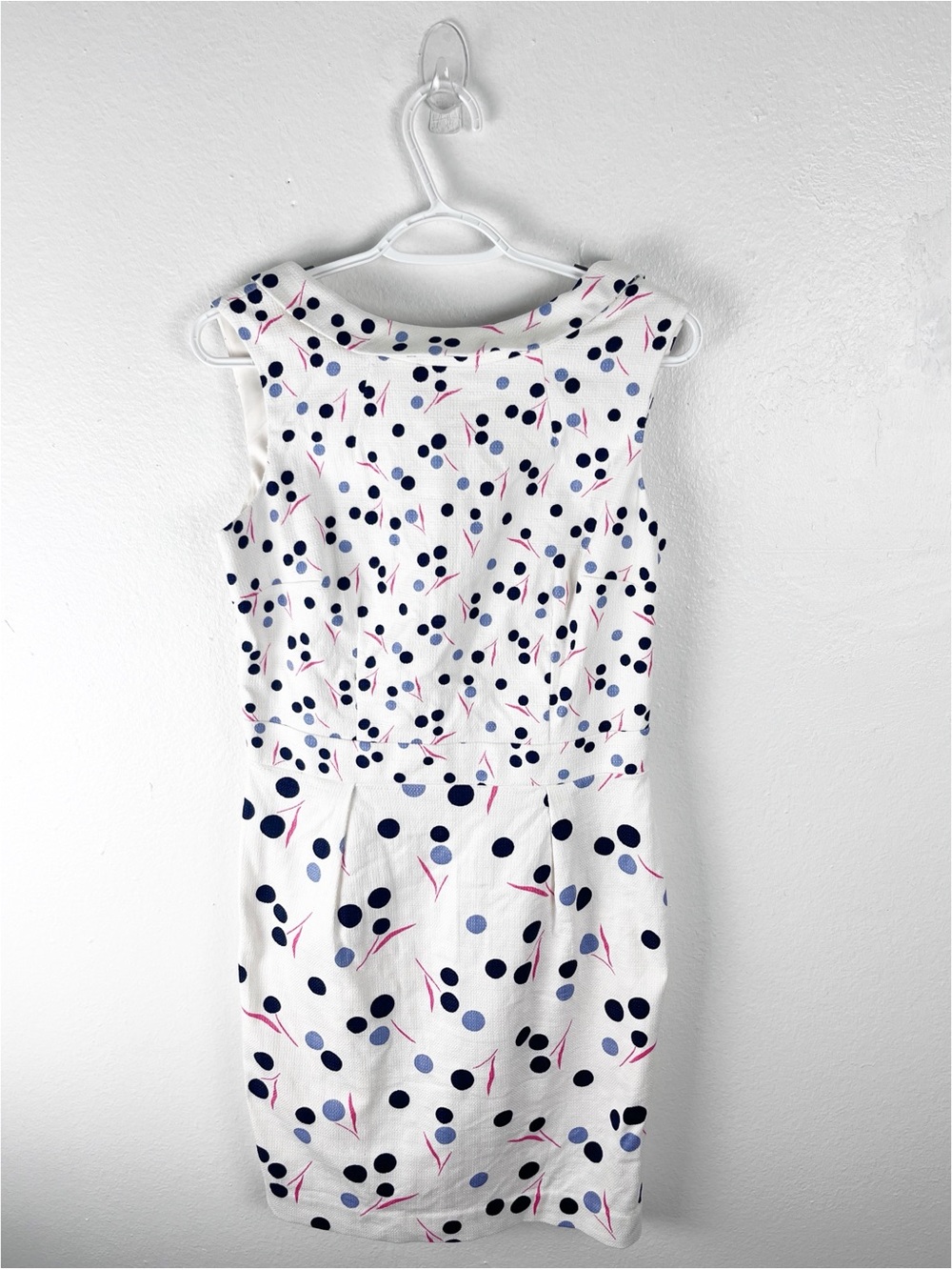 BODEN Martha Ivory Polka Dot Sleeveless Back Zipper Lined Dress Size 8R Career